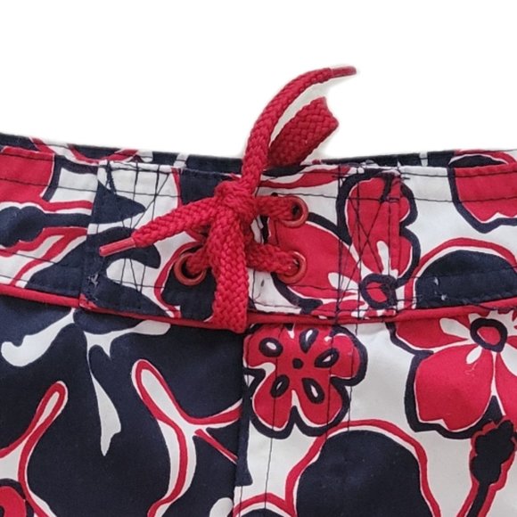 Girls Floral Beach Short Red and Blue Size16 - Picture 3 of 6